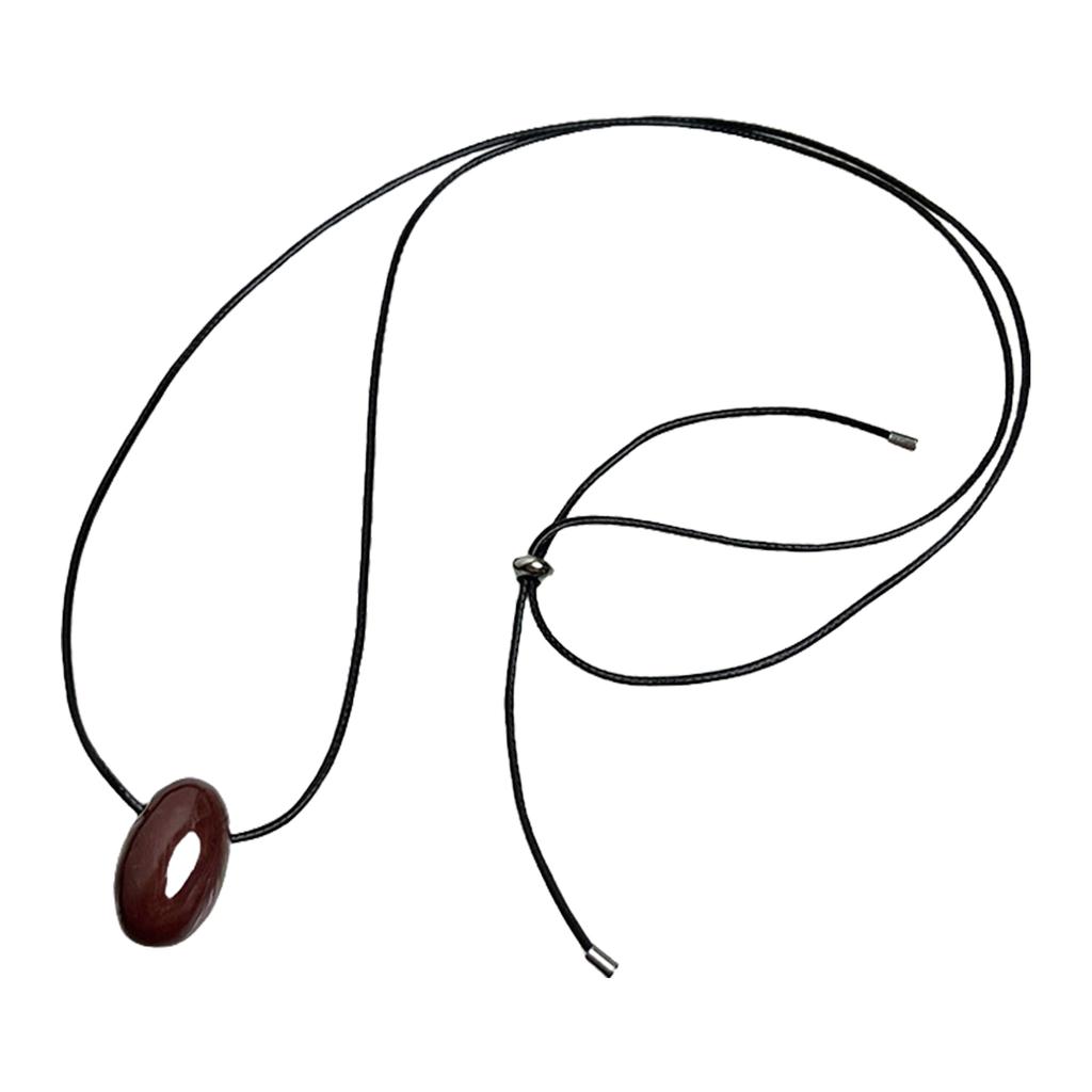 Шикарное Ожерелье-Кулон из Агатового Шара Универсальное Длинное Черное Шнуровое Ожерелье-Свитер Шарм с Подвеской из Шара Красного Агата