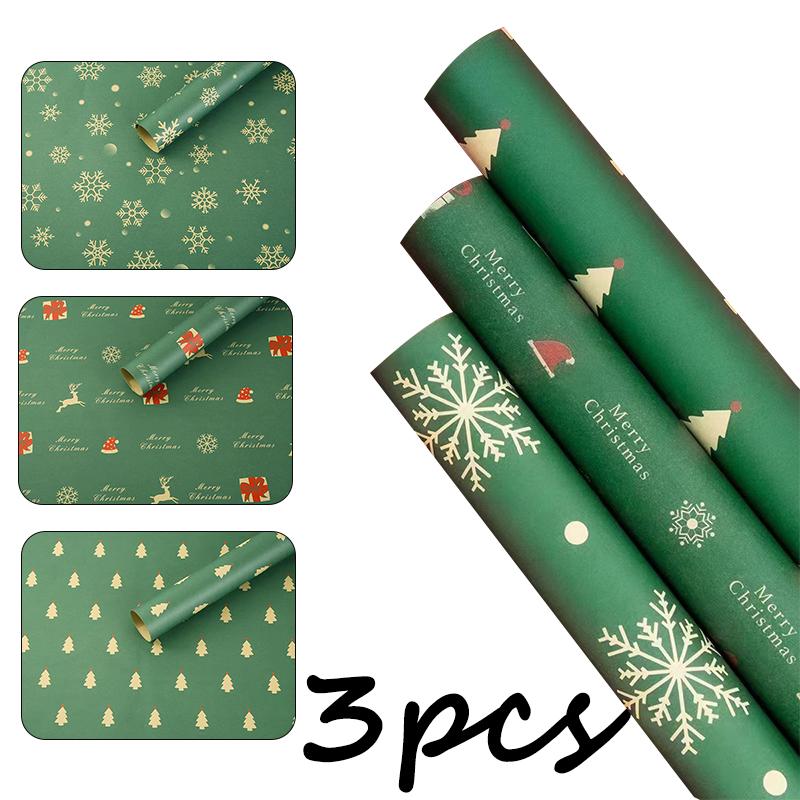 52*75см Рождественская подарочная упаковочная крафт-бумага Новый год День рождения Подарочная упаковка Декор DIY Изделия из бумаги Упаковочная бумага для цветов Украшение