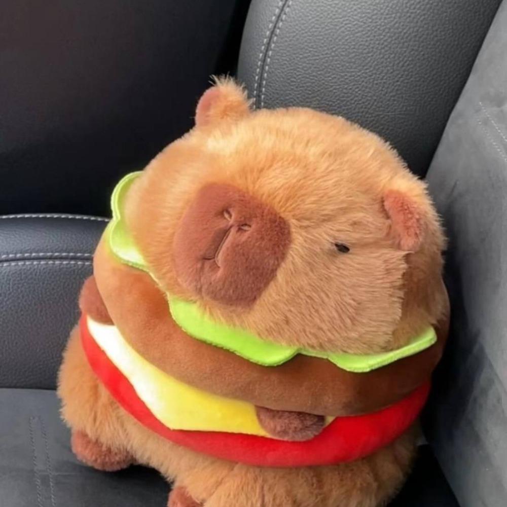 Пушистая подушка-капибара в виде гамбургера, мягкая игрушка-капибара, каваий, плюшевая кукла капибара, для девочки