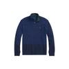 Polo Solid Color Mock Neck Pullover Long Sleeve Polo Shirt Men Tops Navy-Blue MNPOKNI16822356