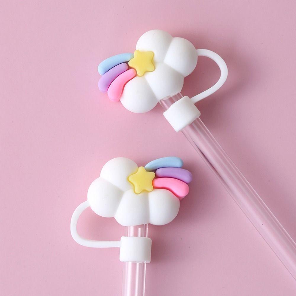 Cute Cartoon Silicone Drinkware Splash Proof Straw Topper Dust Cap Straw Cover Cup Accessories