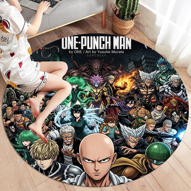 Onepunch Man Round Area Rug Carpet Rug For Living Room Bedroom Sofa Playroom Decor Nonslip Floor Mat