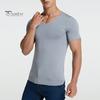 Мужские футболки Ice Silk, повседневная спортивная футболка с коротким рукавом, летняя дышащая влагоотводящая майка с V-образным вырезом