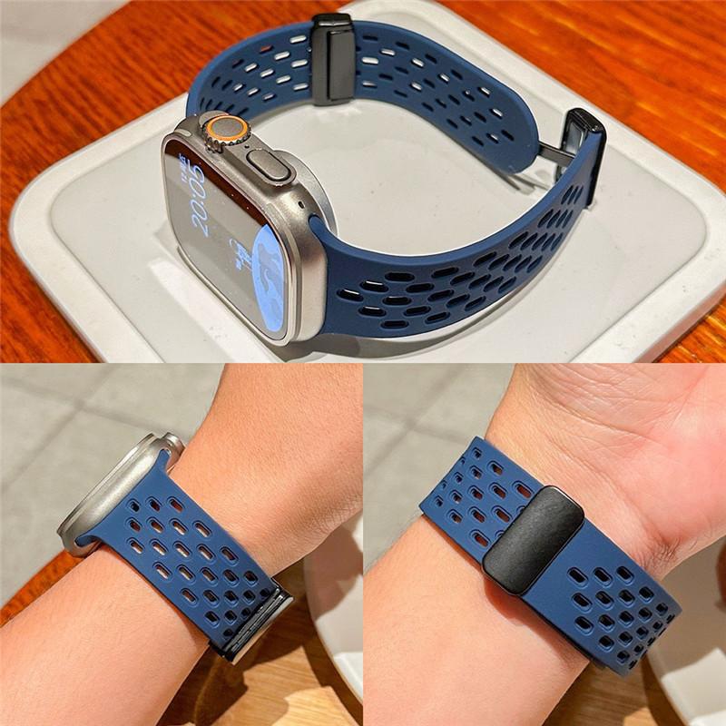 Силиконовый ремешок для часов для Apple Watch Band 49 мм 44 мм 40 мм 45/41 мм 42 мм 38 мм Дышащий ремешок iWatch Series Ultra Браслет Ремешок