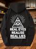 Olive Green Hooded Sweatshirt, All-Seeing Eye And Triangle Print (Eye of Horus/Eye of God) - Casual Pullover Hoodie with Kangaroo