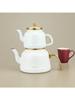 Белый и золотой эмалированный чайник - 2,5 л + 1,1 л