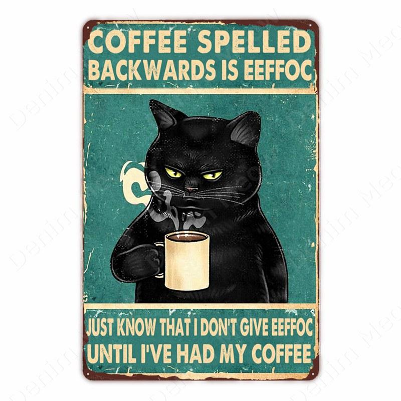 Черная кошка Винтажные жестяные таблички, забавный постер из металла, настенный декор, дом, бар, паб, кафе, ферма, ванная комната, я ненавижу всех