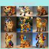 For Dog Cat Night Stands Table Lamps Stained Resin Tabletop Light Decoration