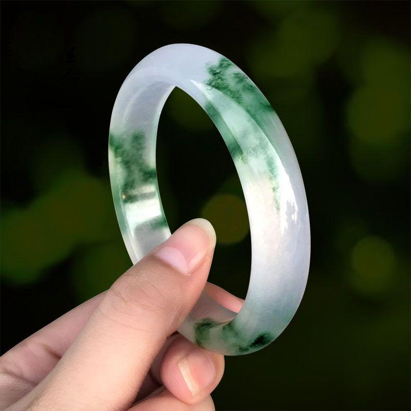 Браслет из натурального нефрита Зеленый браслет с плавающим цветком Женский браслет из ледяной девушки Светло-зеленый нефритовый браслет Кварцевый нефрит