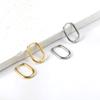 LUXUSTEEL 2PCS Stainless Steel Oval Hoops Earrings For Women Men Gold Silver Color Rock Earrings Piercing Jewelry Gift