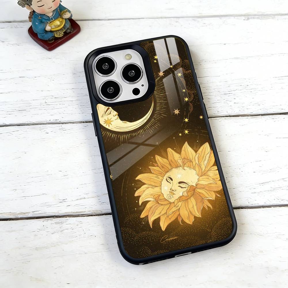 Чехол для телефона с изображением Солнца и Луны для iPhone 17, 16, 15, 14, 13, 12, 11 Plus, Pro, магнитный, с поддержкой беспроводной зарядки Magsafe