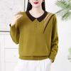 Women's New Style Knitted Lapel Loose Slim Base Top Autumn and Winter Long-sleeved Sweater