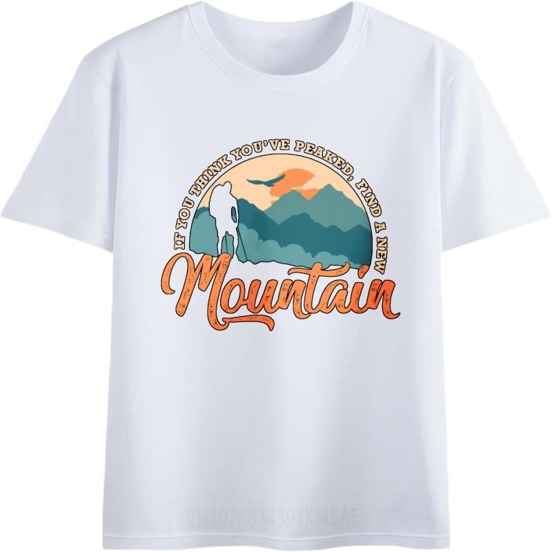 Solid Color For Him Round Neck Tshirt Black Mountain Hiker Sunset Landscape Design Print Minimalist For Unisex Tee Shirt New Tee