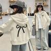 Spring Autumn Girls' Casual Jackets Sweatshirt Coats  Kids Bow Print Thin Zipper Outerwear Teen Sport Clothes