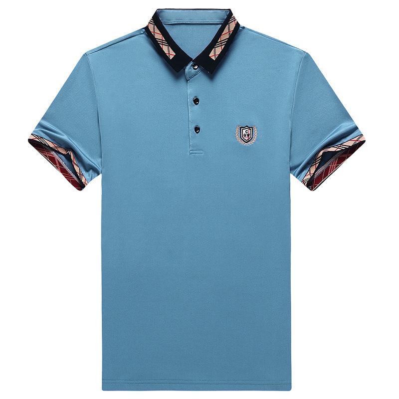Вышитая мужская футболка свободного покроя с короткими рукавами и лацканами, повседневная дышащая рубашка-поло, пригодная для машинной стирки