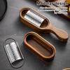 Stainless Steel Cheese Grater with Wood Handle Sharp Blades Efficient Cheese Grating Tool for Cheese Chocolate Fruits Handheld Grater Spoon Grater
