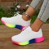Fashion 36-43 Plus Sneakers Women's Casual Mesh Hollow Breathable Lace Up Light Rainbow Bottom Comfort Sport Shoe Zapatos De Mujer