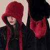 Hand-crocheted Drawstring Bag-Hat New Design Knitted Pullover Beanie Hat Crossbody Bag Hat  Lady