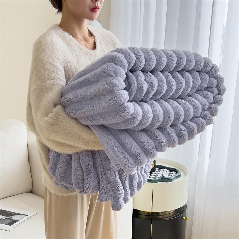 Solid Color Thickened Wide Striped Multifunctional Blanket, Can Be Used As Bed Sheet Cover Blankets, Nap Quilt, Pet Blanket