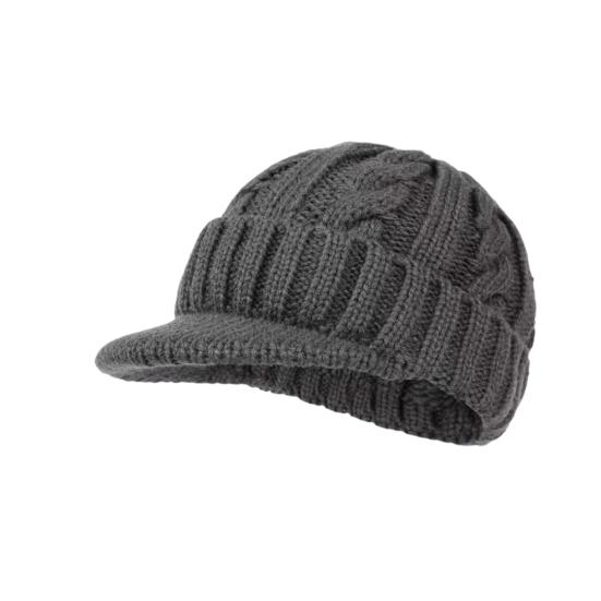 Short Brim Knitted Hat for Men Winter Warm Fleece Lined Thick Cable Knit Cuff Hat Soft Slouchy Skull Cap for Outdoors