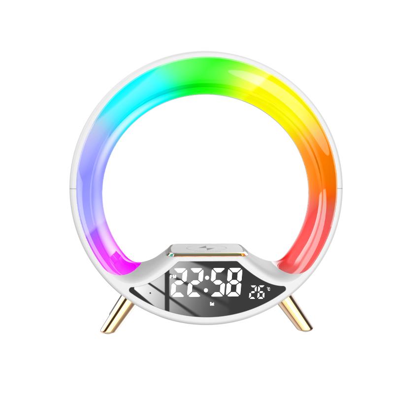 Новый многофункциональный ночник 3 в 1 с беспроводной зарядкой, Bluetooth-динамик, умный будильник, атмосферный светильник для спальни