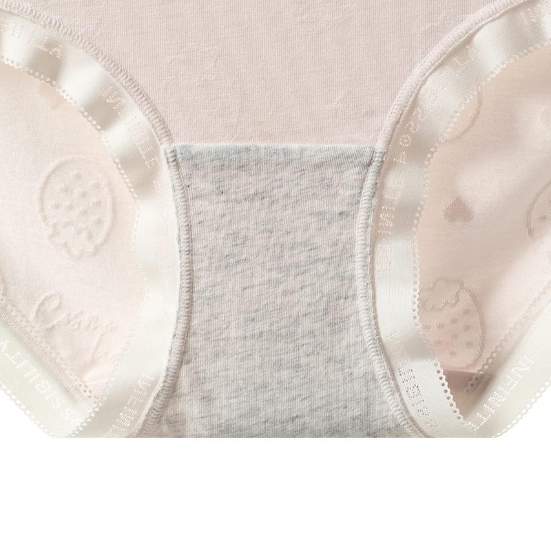 Fentenggan Antibacterial Jacquard Mid Waist Triangle Women's Underwear (4-Pack)