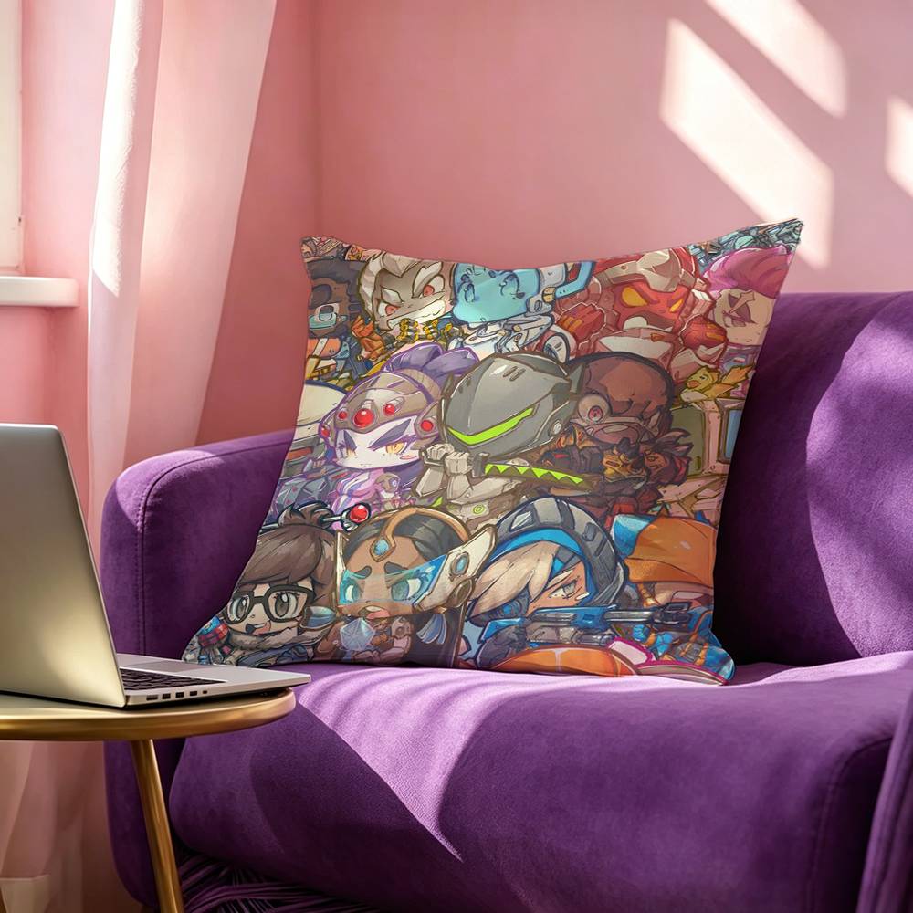 Pop Game OOverwatch Anime Pillow Case Square DoubleSided Sofa Cushion Cover Bedroom Bedside Pillow
