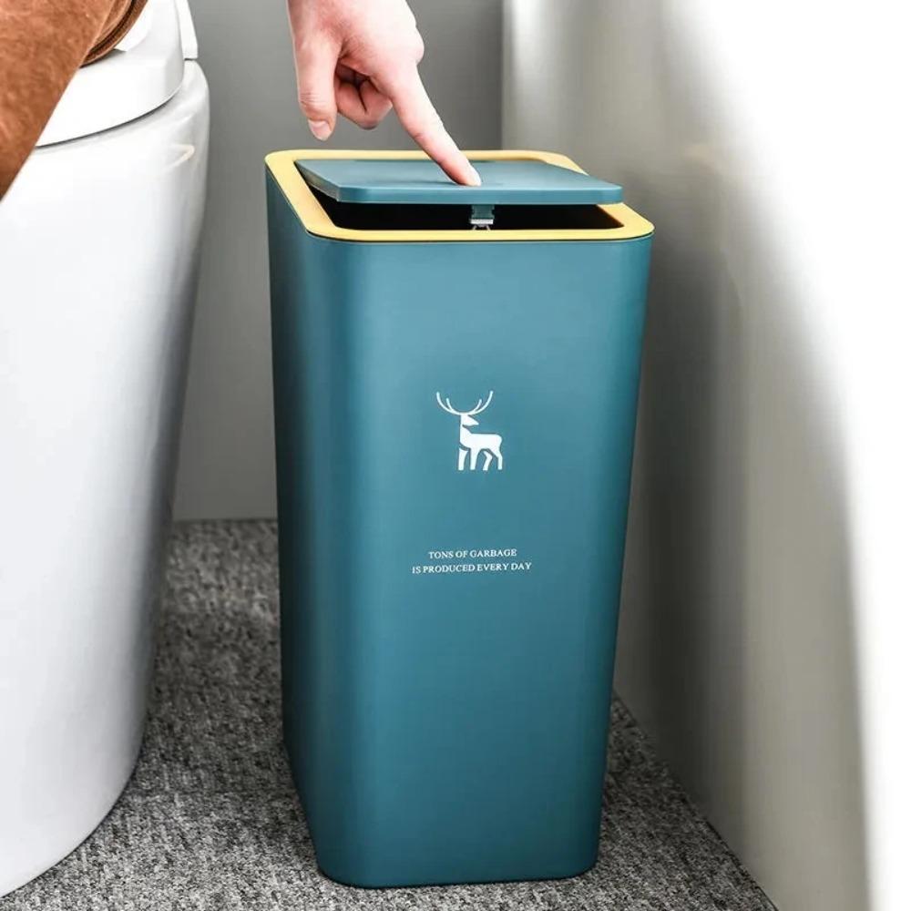 With Lid Trash Can Rectangular Waste Bins Press-type Trash Bin Toilet