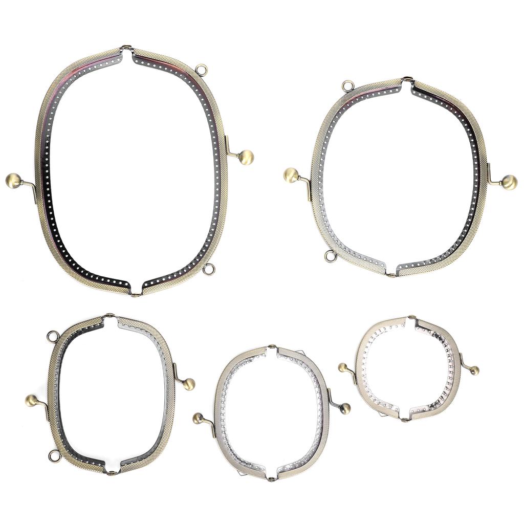 5Pcs Metal Purse Frame Antique Brass Embossed Arc Thickening DIY Accessories 8.5cm~20.5cm