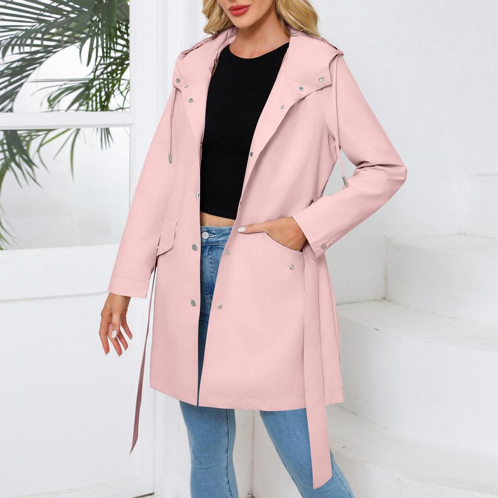 Женская модная однотонная куртка с длинным рукавом на молнии с капюшоном