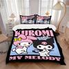 3 шт. Комплект постельного белья с рисунком Sanrio Куроми и Мелоди, 1* Пододеяльник + 2* Наволочки, Комплект постельного белья с принтом, Мягкий и удобный. W051