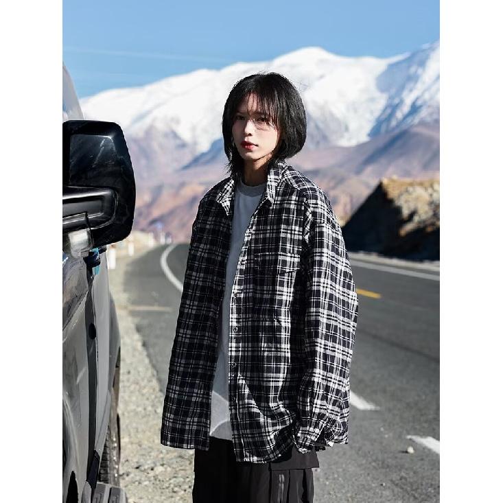 2024 Plaid Long Sleeve Shirt Japanese Hong Kong Style Ins Loose Shirt Boys Summer Trendy Versatile Casual Coat
