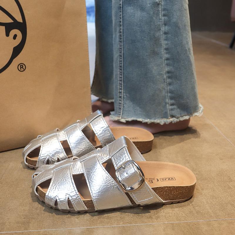 Baotou Slippers Women's 2025 Spring and Summer New Pig Cage Shoes Hollow Shoes Wear Flat Slippers