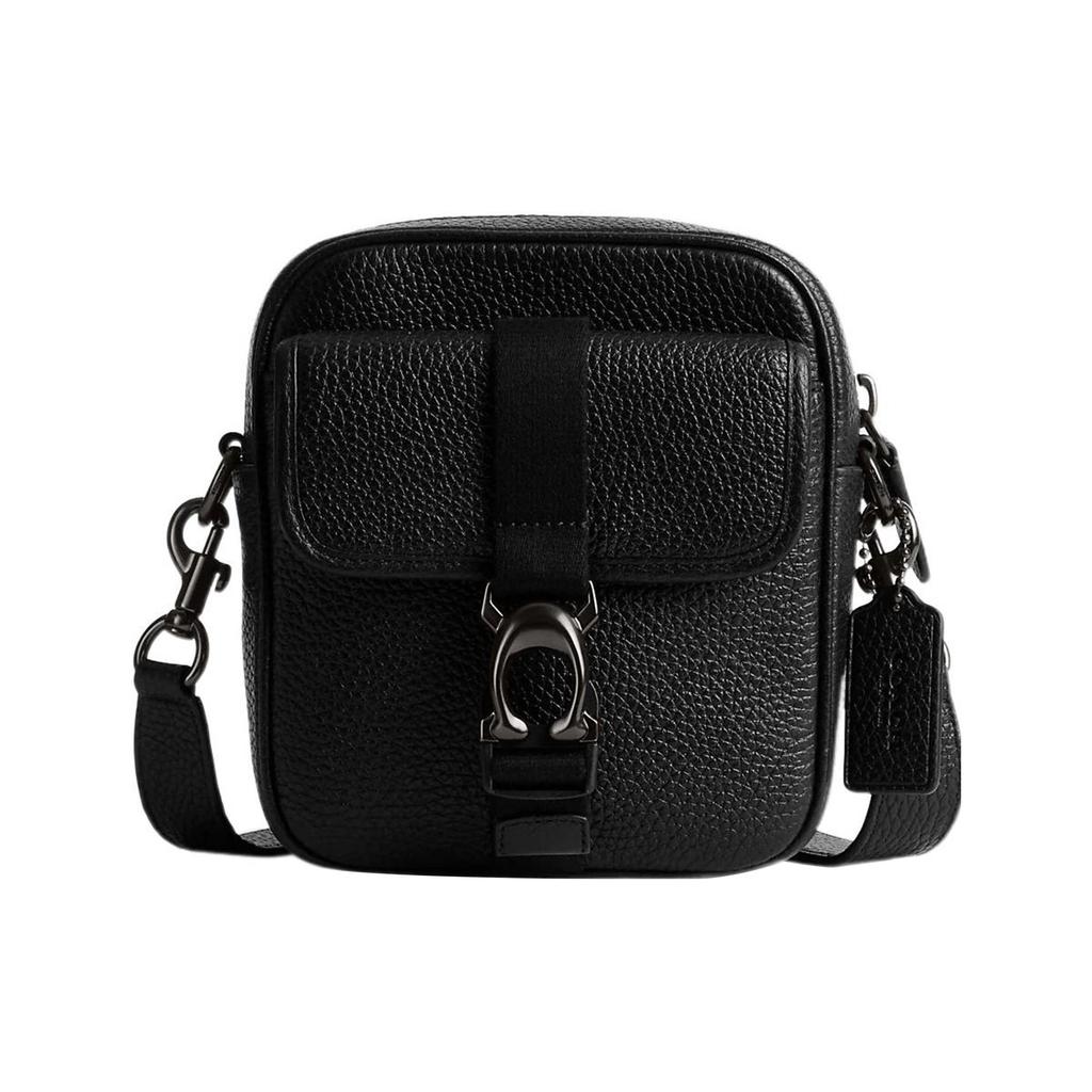 New COACH Pebbled Leather Camera Bag, Crossbody Bag, Shoulder Bag Mini Men's Black CJ736-BLK