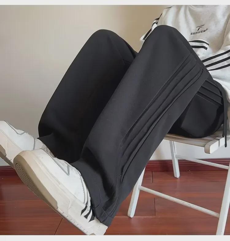 Унисекс повседневные хлопковые полосатые спортивные брюки: Новый весенне-осенний прямой фасон