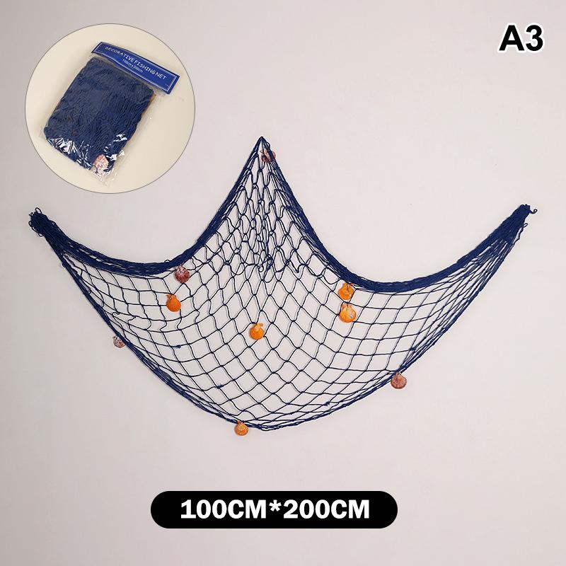 100X200Cm Beach Themed Fish Net Decorations Wall Mounted For Pirate Mermaid Beach Party Home Bedroom Decoration
