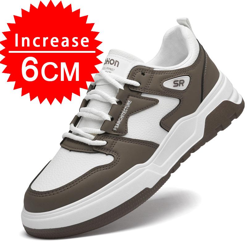 Удобная мужская обувь для увеличения роста, кроссовки для мужчин, плоская подошва / 6 см, скрытый каблук, спортивная мода, внутренняя обувь для увеличения роста