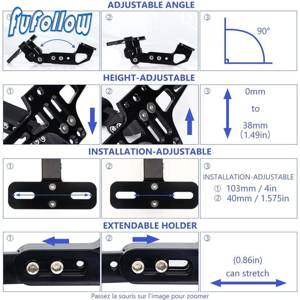 FOR KAWASAKI Z125 Z 125 Z125PRO 2015-  2018  Motorcycle Adjustable Angle License Number Plate Frame Holder