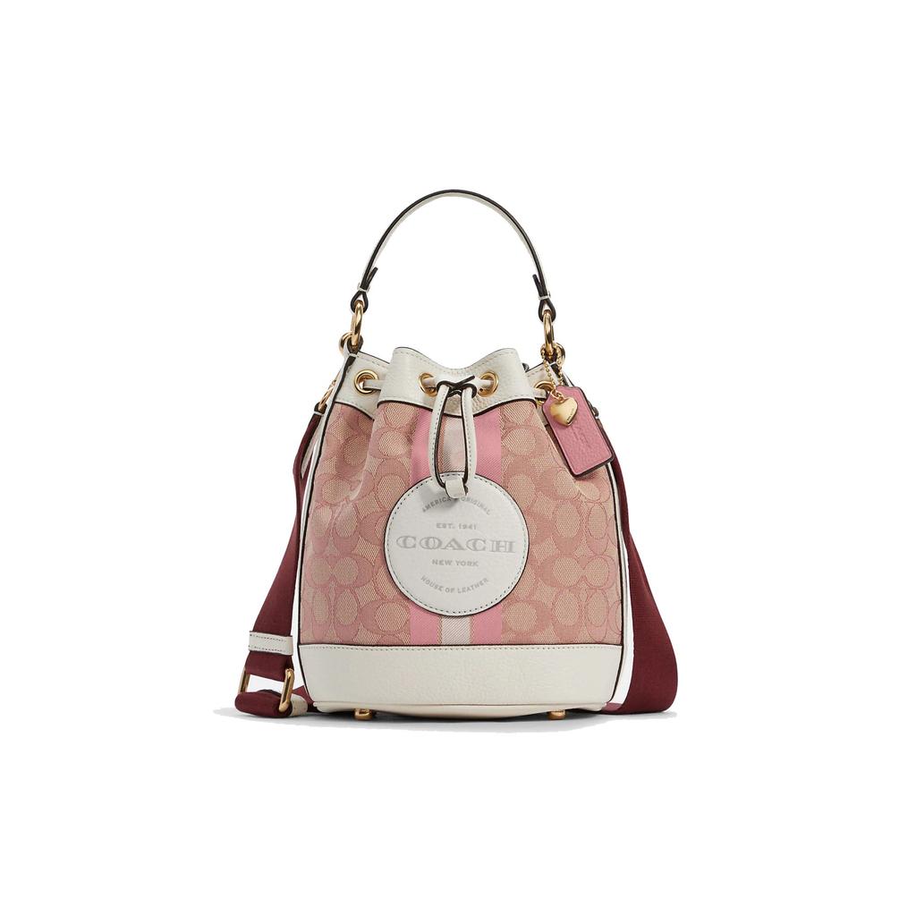 COACH Dempsey Fabric With Leather Bucket Bag, Shoulder Bag, Crossbody Bag, Handbag Small Women's Cherry Blossom Pink C7964-IMSXX