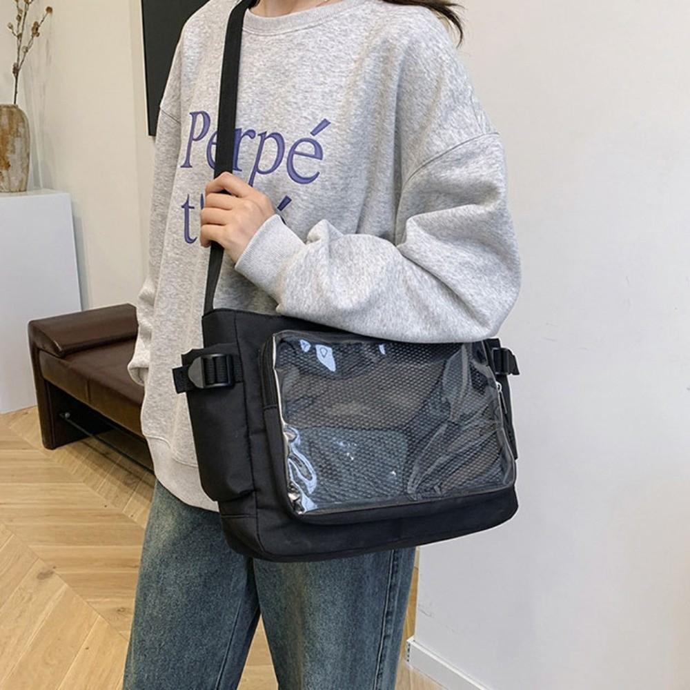 Clear Badge Display Shoulder Bag PVC Crossbody Bag Casual Transparent Pocket Itabag JK