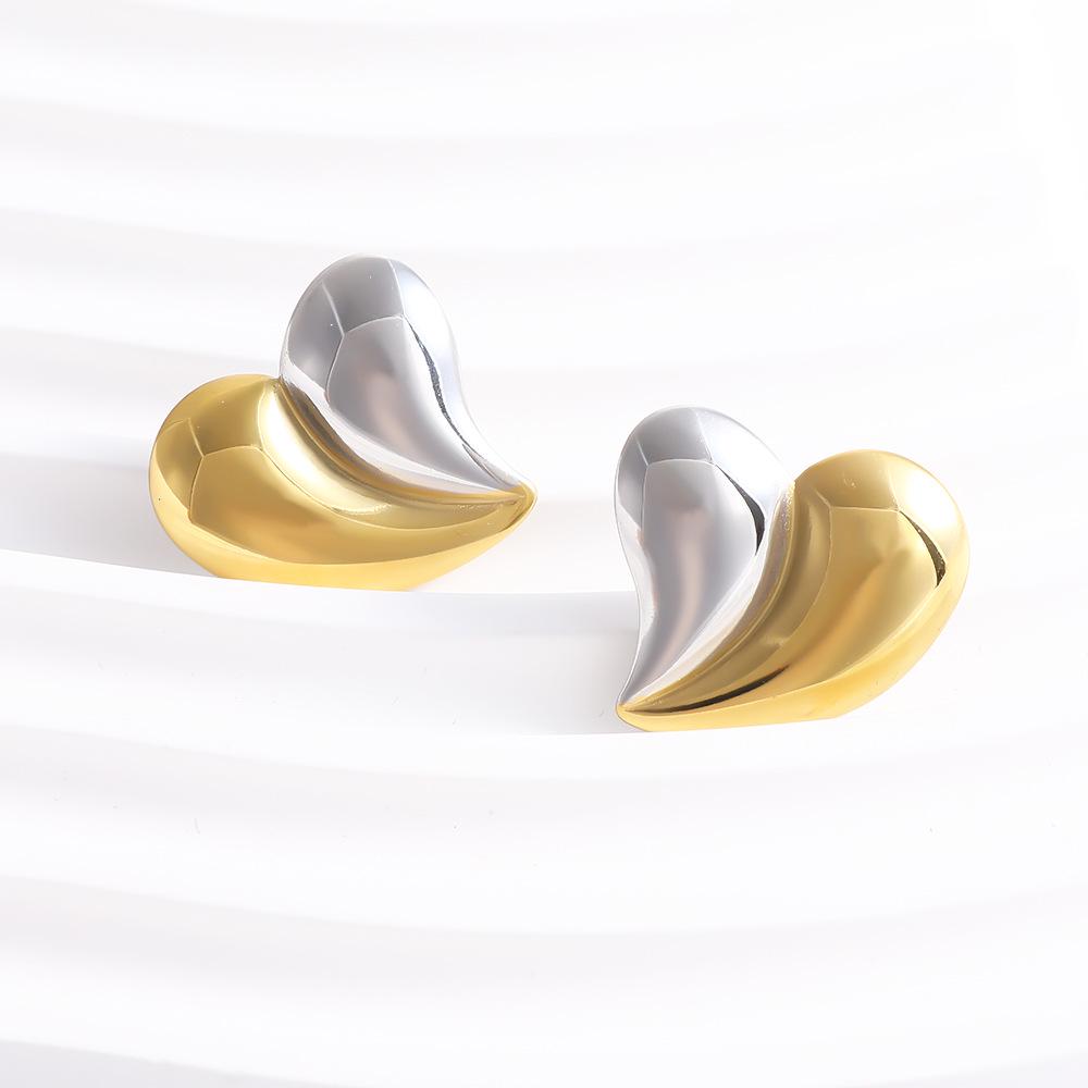 Европейское и американское трансграничное сердце из титановой стали - ожерелье и серьги-сердечки с покрытием из 18-каратного золота - Модные и роскошные