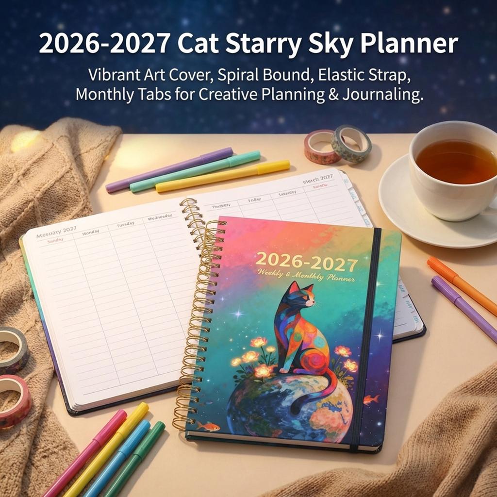Planner Notebook 2027 Hardcover With Strap For Study Work Daily Schedule