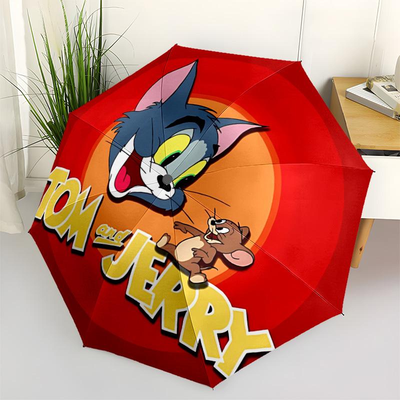 1pc Tom and Jerry Umbrella - Automatic Open Compact Travel Umbrella with 72-Rib Durable Frame yy251021115