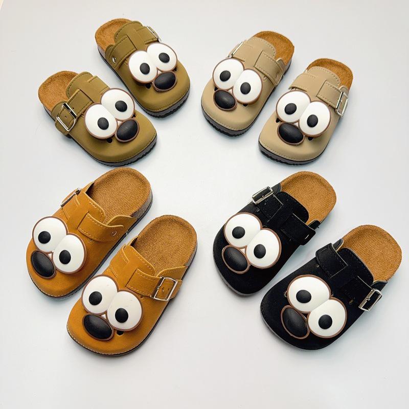 Детские ретро-сабо Birkenstock с мультяшным рисунком, нескользящие, с закрытым носком и толстой подошвой