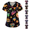 Women's V Neck Fashion Casual Carnival Printed Tops Dry-nurse Top