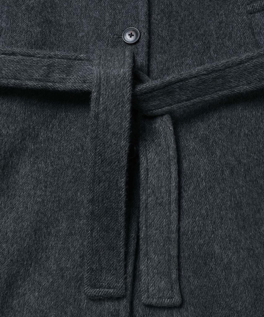 Michiko London Koshino Belted Balmacaan Wool Coat Charcoal