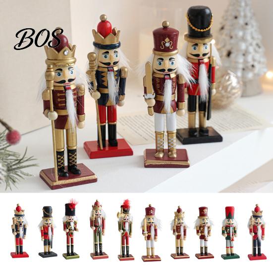 Classic Christmas Character Wooden Nutcracker Soldier Figurine, Handcrafted Solid Wood Tabletop Ornament Decorative for Holiday Desk And Bookshelf