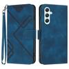 For Samsung Galaxy A35 5G Wallet Case Line Imprinted PU Leather Phone Cover with Strap