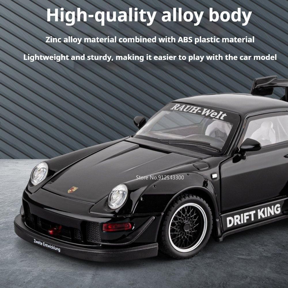 1:22 Scale RWB 993 Z4 Car Model Toy Alloy Diecast Sound Light Doors Opened Foldable Rearview Mirror Models Toys Collectible Item