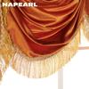 1 шт. NAPEARL Роскошная золотисто-желтая бахрома Водопадный ламбрекен Бархатистая текстура Занавеска для кухонного окна Домашний декор
